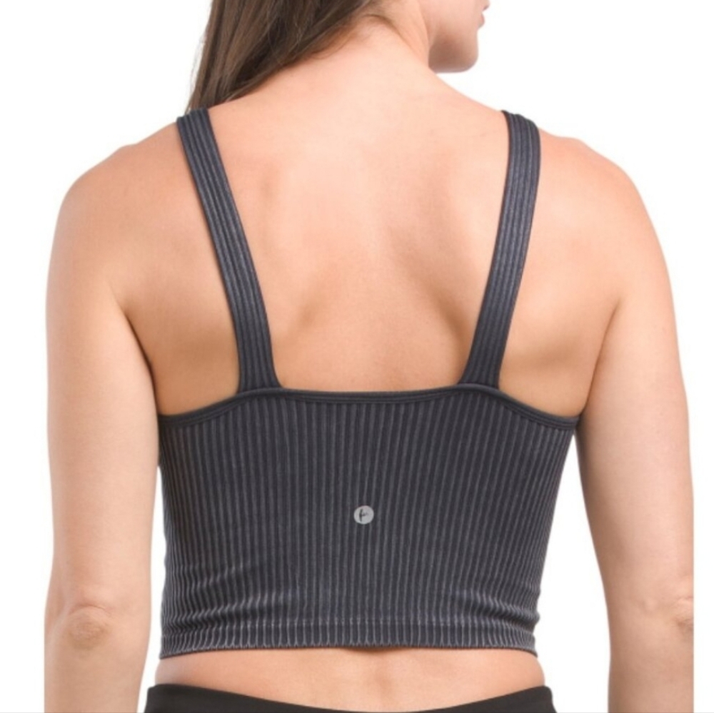 90 Degree By Reflex Brown Ribbed Seamless Crop Bra Tank NEW - Picture 6 of 16